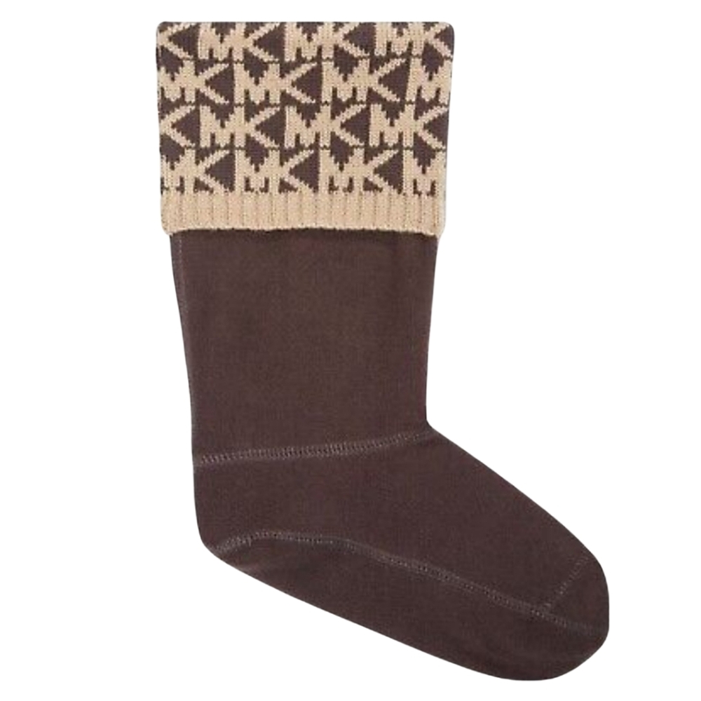 1Michael Kors Brown Cuff Boot Logo Socks Size Large to Extra Large